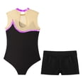 thumbnail image 4 of JanJean Kids Girls Sleeveless Sheer Mesh Patchwork Keyhole Back Gymnastics Dance Leotard with V-front Purple 10, 4 of 5