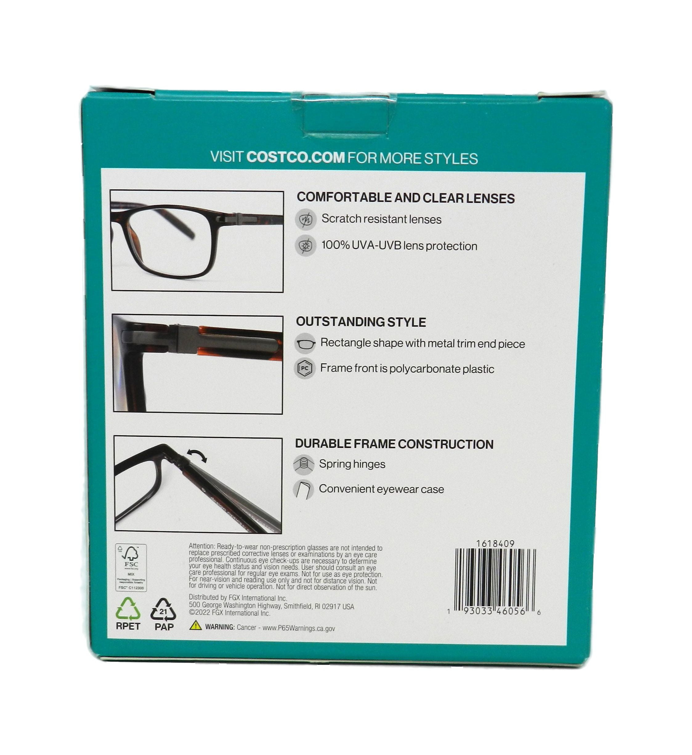 Design Optics By Foster Grant Full Frame Classic Reading Glasses +2.00 Reading Gasses 3 Ct