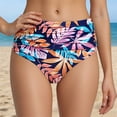 thumbnail image 2 of XIAOCHA Women's High Waisted Ruched Swim Brief Tropical Printed Beach Pool Bikini Brief, 2 of 4