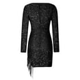 thumbnail image 2 of Robe à Manches Longues Femme Mode Femmes Manches Longues Aguichant Paillettes Franges Col en V Irrégulière Robe d'Allaitement Robe à Manches Longues pour Femmes Robe à Paillettes pour Femmes Aguichant, 2 of 6