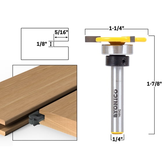 Yonico 1/8" x 5/16" Top Bearing Slot Cutter Router Bit - 1/4" Shank - 14914q