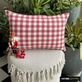 thumbnail image 3 of Holiday Décor Lumbar Pillow Cover, 12" x 22" Red Cotton Pillowcase, Farmhouse Check & Stripe Buffalo Checks Oblong Pillow Cover For Sofa Couch, Hotels, Living Room, Bed Room - Grid Loom Red, 3 of 10