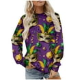 thumbnail image 2 of UTSJKR Women's Mardi Gras Sweatshirt 2026 Carnival Outfit Sweatshirts Mask Graphic Long Sleeve Crew Neck Pullover Tops Multicolor M, 2 of 6