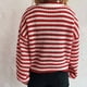 thumbnail image 4 of Suéter de cuello redondo para mujer, manga larga, cuello redondo, estampado a rayas, informal, suelto, de punto, top de poliéster para mujer, 4 of 5