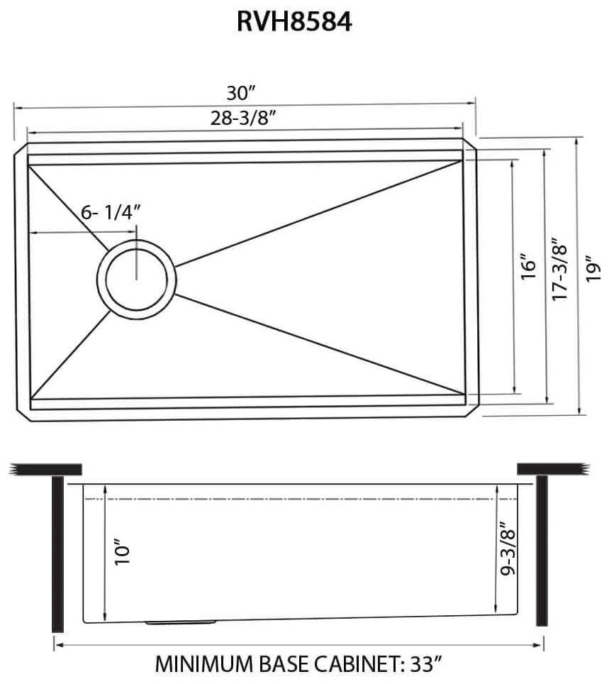 Ruvati USA RVH8584 30 in. Workstation Slope Bottom Offset Drain Undermount 16 Gauge Kitchen Sink
