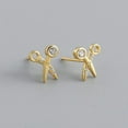 thumbnail image 4 of QQTDFG Women Sterling Silver Cute Scissors CZ Stud Earrings A1374-Gold, 4 of 4