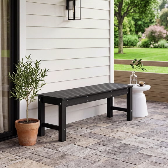 GONICHA Outdoor Bench, Weatherproof 2-Person Porch Bench That Never Rot and Fade, Suit for Park, Garden & Backyard, Black
