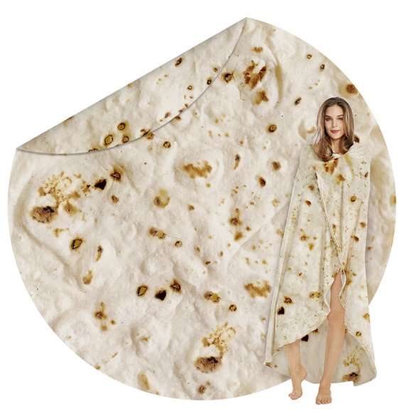 SeaRoomy Couverture Jetée pour Tortillas Burritos, Couverture Enveloppante pour Tortillas, Couverture Ronde Fantaisie pour Tortillas, Couverture Ronde Géante Douce pour Adultes et Enfants (Jaune Pâle, 60 Pouces - Format Double)