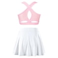 thumbnail image 2 of Sinleey Girls 2 Piece Tennis Golf Sports Outfit Sleeveless U Neck Tank Top with Pleated Skort Skirt Pink&White 4, 2 of 7