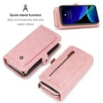 thumbnail image 4 of iPhone 11Pro 5.8 inch Wallet Case, Dteck 2 in 1 Leather Zipper Purse Multi-Function Tri-fold Wallet Case Detachable Magnetic Phone Cover with 14 Card Slots Money Pocket For iPhone 11 Pro,Pink, 4 of 11