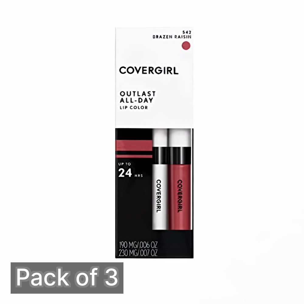 COVERGIRL Outlast Lipcolor, 542-Brazen Raisin 0.06 Fl Oz (Pack of 3)
