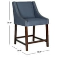 thumbnail image 3 of SAFAVIEH Dylan Modern Linen Espresso Rubberwood Counter Stool, Navy, 3 of 7