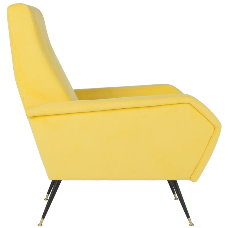 SAFAVIEH Aida Velvet Retro Mid Century Accent Chair, Yellow SAFAVIEH Aida Velvet Retro Mid Century Accent Chair, Yellow