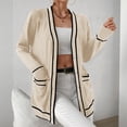 thumbnail image 2 of Plus Size Knit Cardigan Sweater Open Front Long Sleeve Pocket Outwear Cozy Casual Loose Fit Jacket For Fall Winter Fashion Women Casual Dress Sweater Long Sleeve Hoodie Womens Long Hooded Sweatshirt, 2 of 9