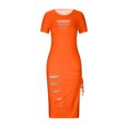 thumbnail image 3 of QIPOPIQ Robes pour Femmes Longue Robe Fluide à Volants Manches Courtes Tendance Col Rond Trou Robe d'Été Décontractée Robes Aguichant Jupe Longue 2023 Offres, 3 of 5