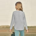 thumbnail image 4 of TOOYOU Girls T-Shirt Long Sleeve Shirts Kids Arc Hem Side Slit Soft Tunic Tops children Summer Basic Tee Gray Size 5-6 Years, 4 of 7