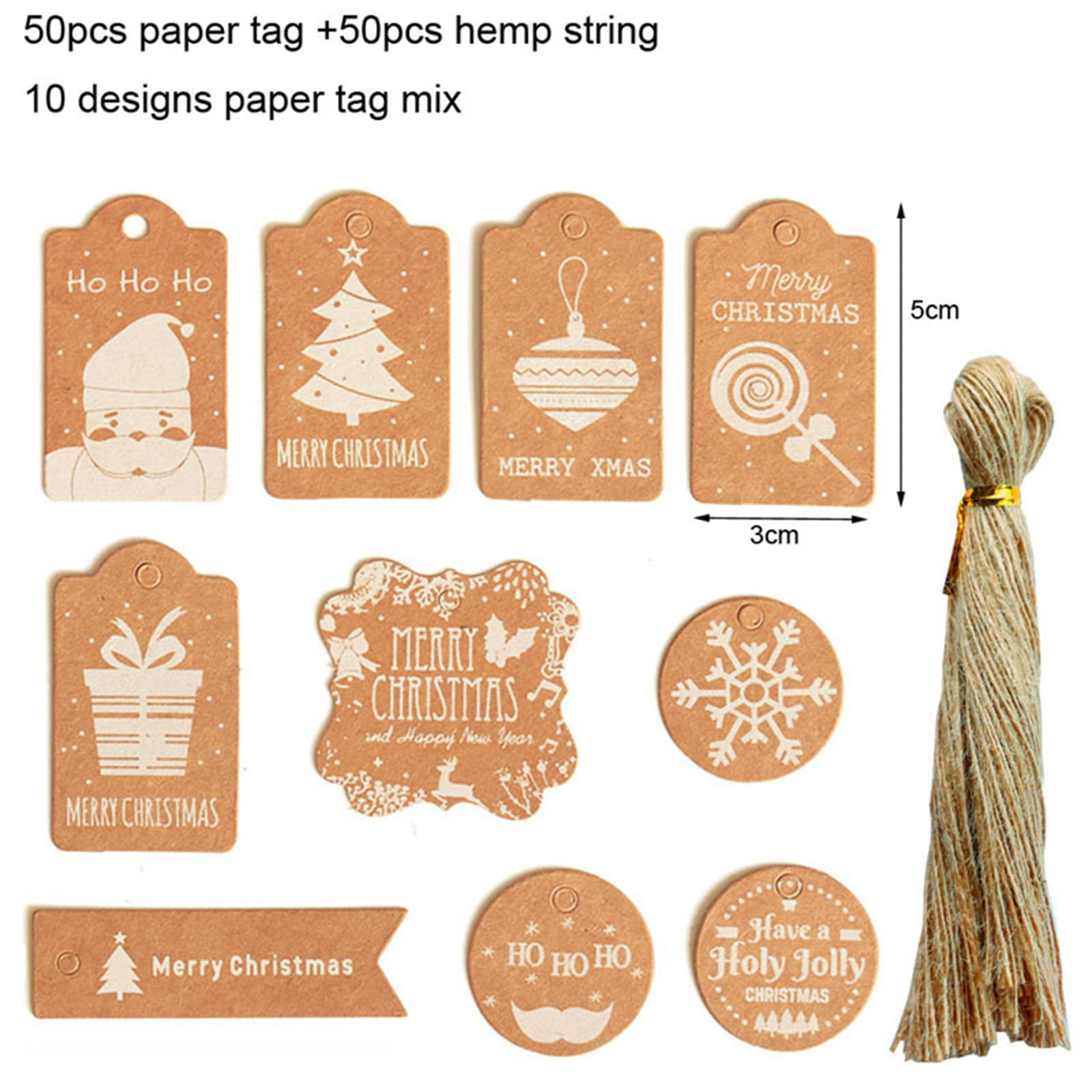 25/50PCS Christmas Paper Gift Wrap Tags Card Label Xmas Decorative DIY Bake Pack 