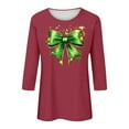 thumbnail image 5 of Womens Funny St Patricks Day Shirts 3/4 Sleeve Crewneck Green Graphic Comfy Casual Loose Fit Tee Shirts Pullover Tops (3XL, Red), 5 of 5