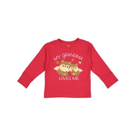 

Inktastic My Grandma Loves Me with Cute Squirrels in Autumn Gift Toddler Boy or Toddler Girl Long Sleeve T-Shirt