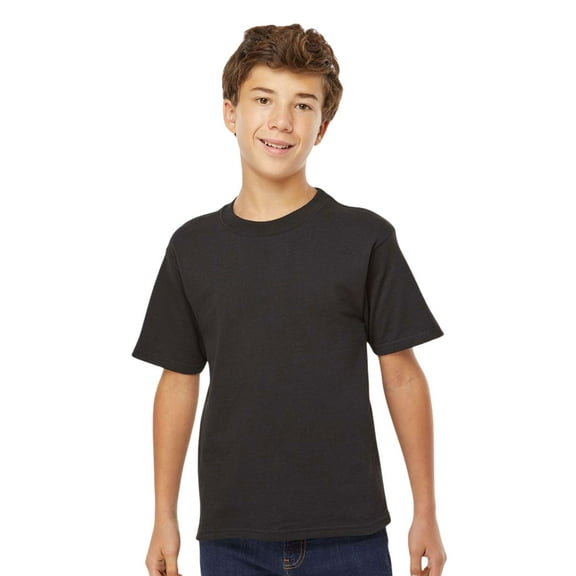 M&O Youth Gold Soft Touch T-Shirt Craft and DIY Short Sleeve Crewneck Tees (Black, S)