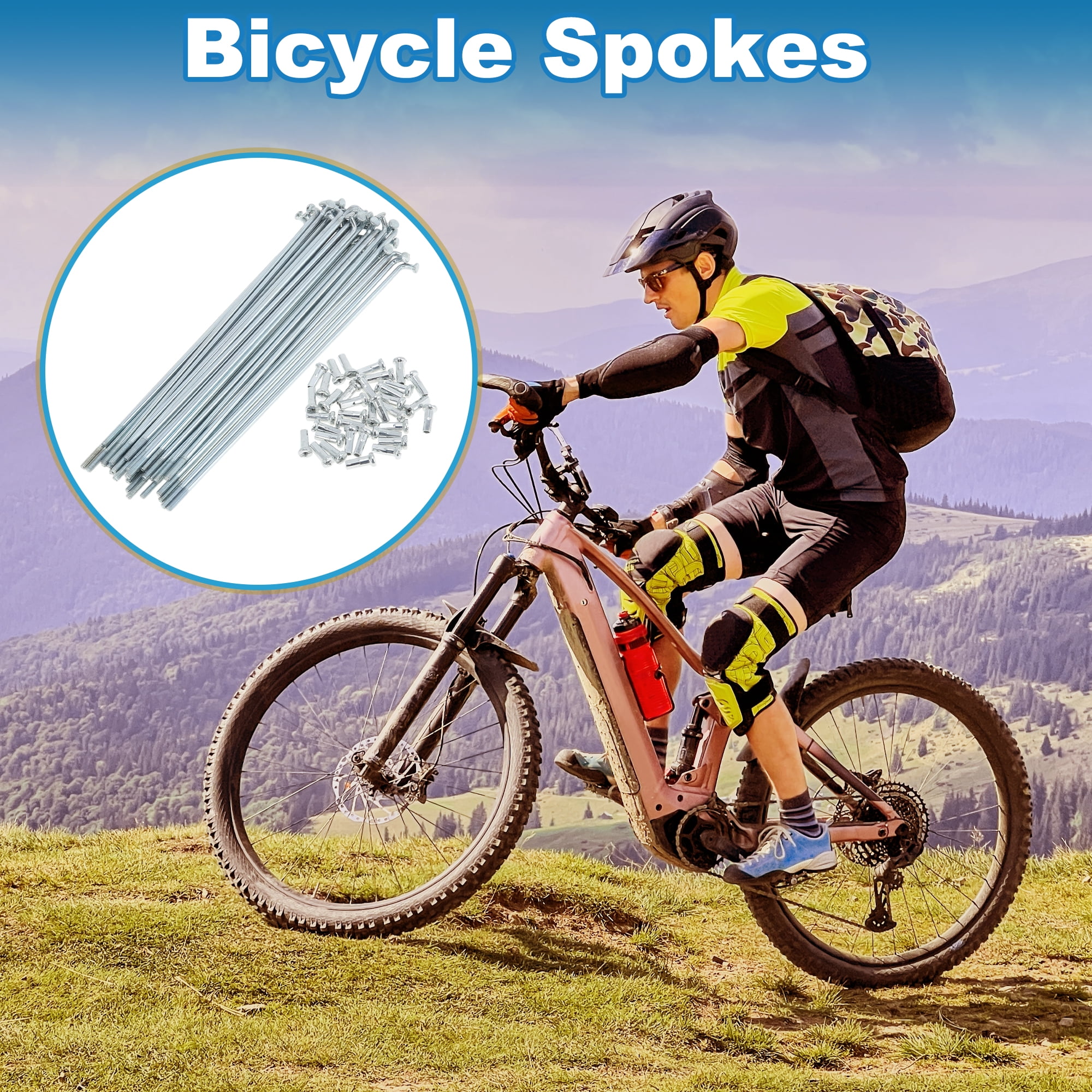 Unique Bargains 36Pcs 14G Bicycle Wheel Spokes Galvanized Carbon Steel Silver Tone 5"