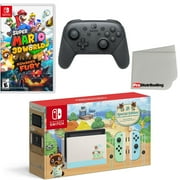 Nintendo Switch Console Animal Crossing: New Horizons Edition with Extra Wireless Controller, Super Mario 3D World + Bowser’s Fury and Screen Cleaning Cloth