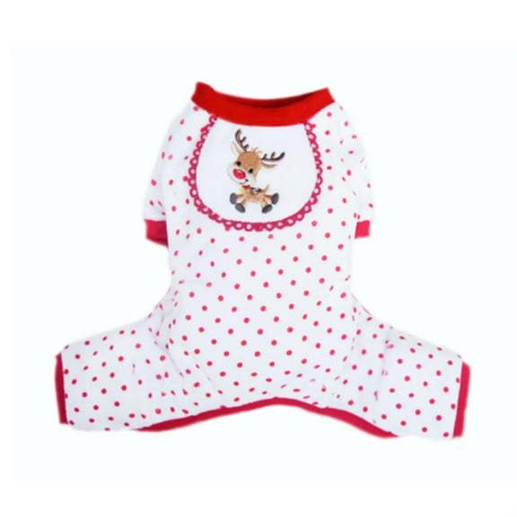 Reindeer Design Dog Pajamas - Red - X-Small