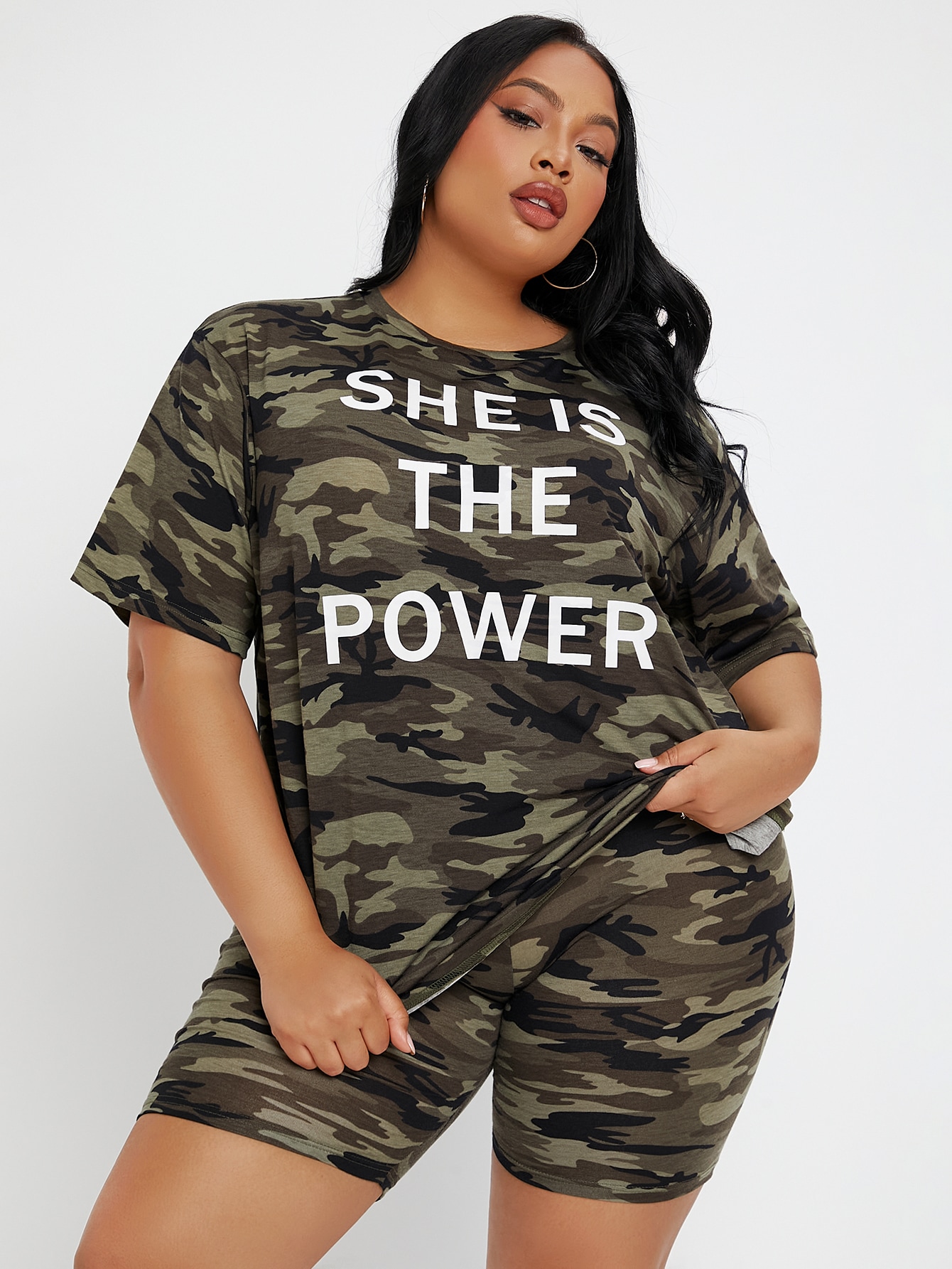 Multicolor Women's Plus Size Slogan 