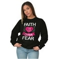 thumbnail image 5 of Faith Over Fear Breast Cancer Ribbon Women Crewneck Sweatshirt Brisco Brands S, 5 of 6