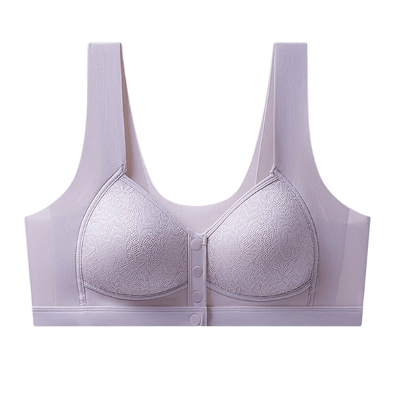 Gkeoshab Sports Bras for Women Women's Casual Comfort Front Closure Bra Soft Skin-Friendly Non-Wired Bralette for Mature Ladies Purple 38
