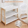 thumbnail image 4 of Mesa cambiador portátil de madera para bebé - Estante doble de almacenamiento - Colchón impermeable - Barandillas de seguridad - Color madera y blanco, 4 of 7