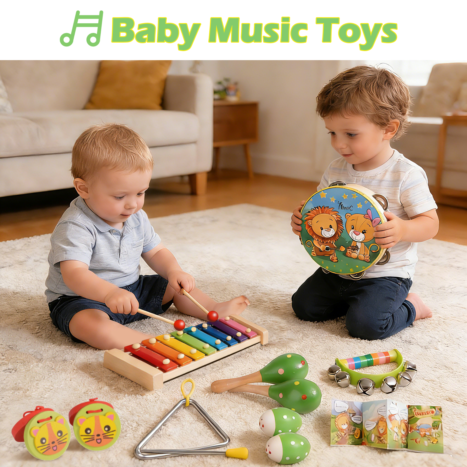 Oathx Wooden Montessori Musical Instrument Set 16 Pieces photo 5