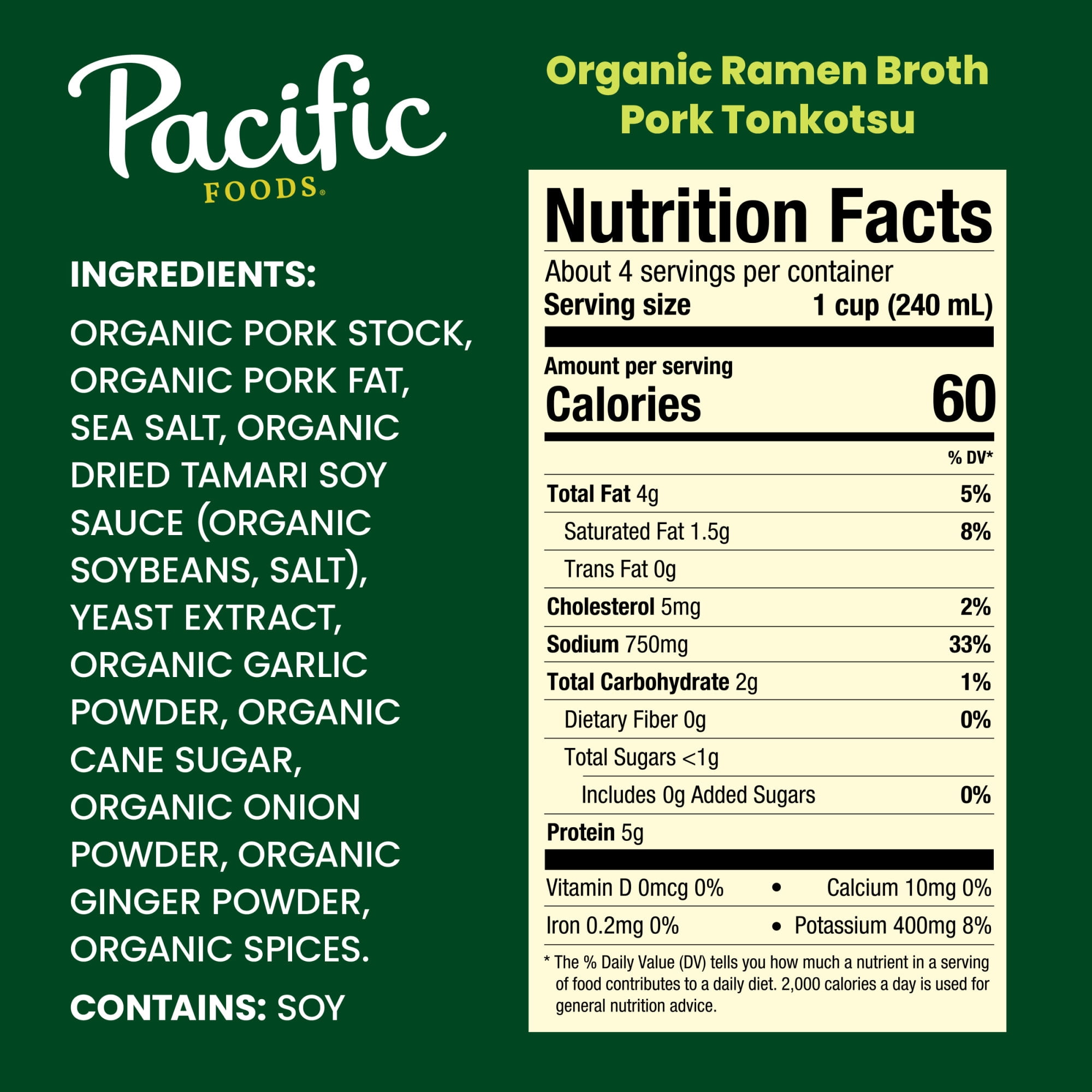 Pacific Foods Organic Pork Tonkotsu Ramen Broth, 32 oz Carton