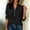 Black, variant on Women's Blouses & Tops, V-Collar Button Placket with 3/4 Sleeves, Loose Fit Solid Color for Spring and Fall Daily Wear