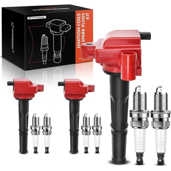 A-Premium 3x (Red) Ignition Coil Pack and 6x Iridium Spark Plugs Compatible with Toyota Tacoma 1995-2004, Tundra 2000-2004, 4Runner 1996-2002, V6 3.4L