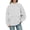 1-Grey, variant on uvwlwu Women's Sweatshirt Neck Long Sleeve Loose Fit Soft Casual Kangaroo Pocket No Hood,M