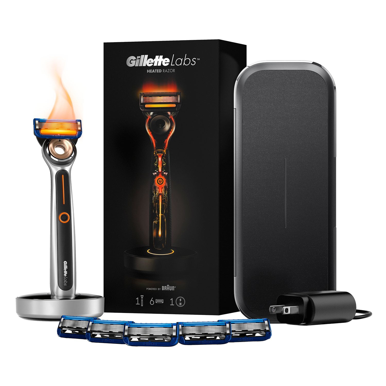 Heated Razor by GilletteLabs - 1 Handle, 6 Blade Refills, 1