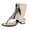 Gold, variant on Women's Punk Chunky Heel High Top Flip Flops Stylish Open Toe Leather Ankle Boots with Zipper for Party Silver Size 6