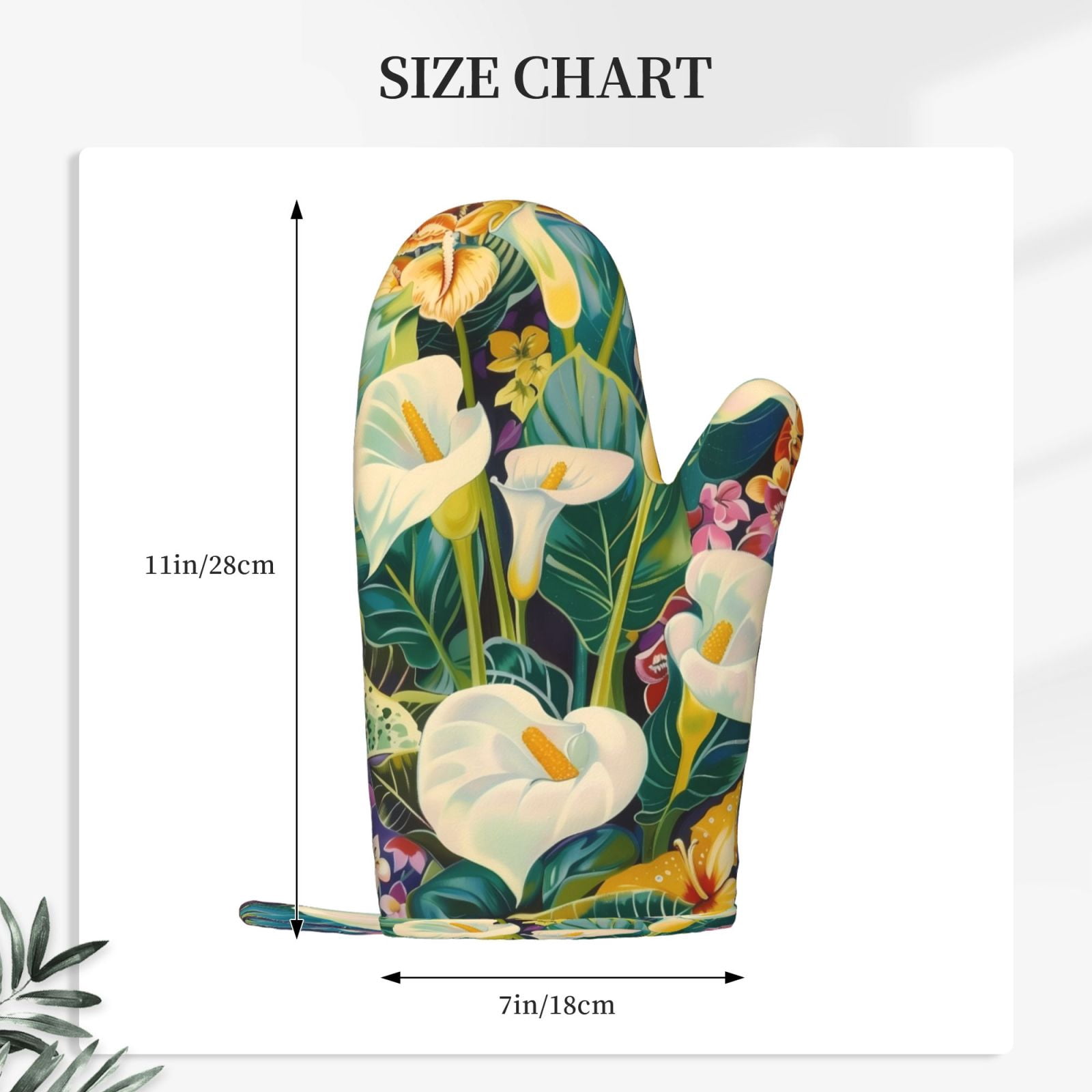 Hirioo Tropical Floral Jungle for Silicone Oven Mitts for BBQ, Baking, Cooking, Set of 2, Heat Resistant 260℃, Non-Slip Kitchen Essentials