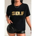 thumbnail image 1 of T-Shirt Graphique Message Inspirant pour Femmes, Mélange de Polyester, Col Rond Décontracté Manches Courtes, avec Stretch Moyen, pour Printemps/été/automne - Tissu Tricoté Fête des Pères, Fête des Mères, Nouvel An, Spri, 1 of 6