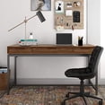 thumbnail image 2 of SIMPLIHOME Banting SOLID WOOD and Metal Modern Industrial 60 inch Wide Home Office Desk, Writing Table, Workstation, Study Table Furniture in Medium Saddle Brown with 2 Drawerss, 2 of 5