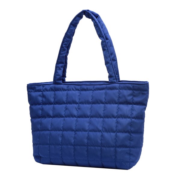 Bolso Hombro para Mujer Otoño Invierno Bolso Acolchado Con Asa Superior Con Patrón Rombos (Azul)