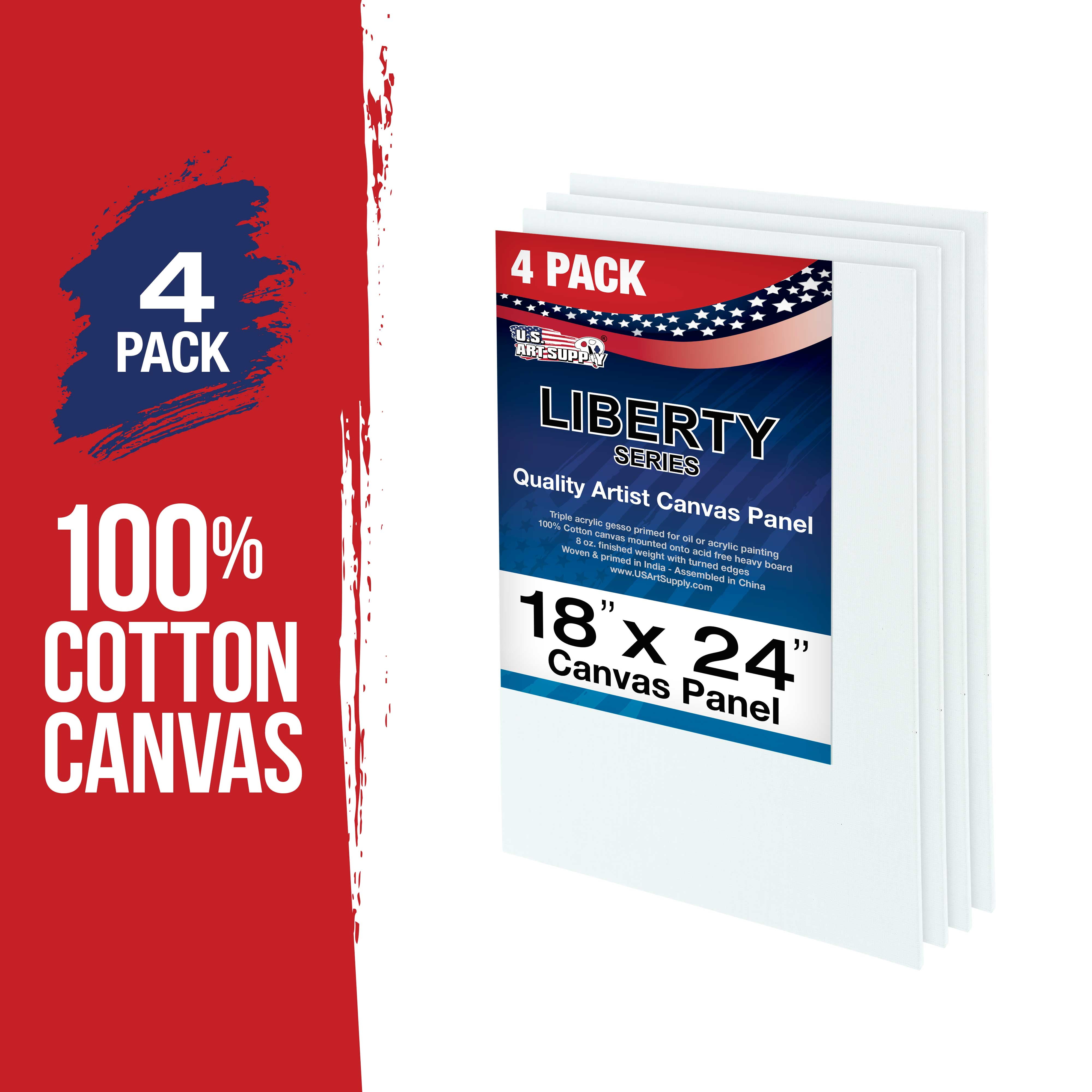 U.S. Art Supply 18 X 24 inch Professional Artist Quality Acid Free Canvas Panel Boards for Painting (Pack of 4)