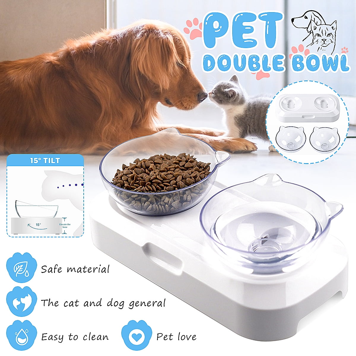 Adjustable Dog and Cat Pet Feeder Bowls 