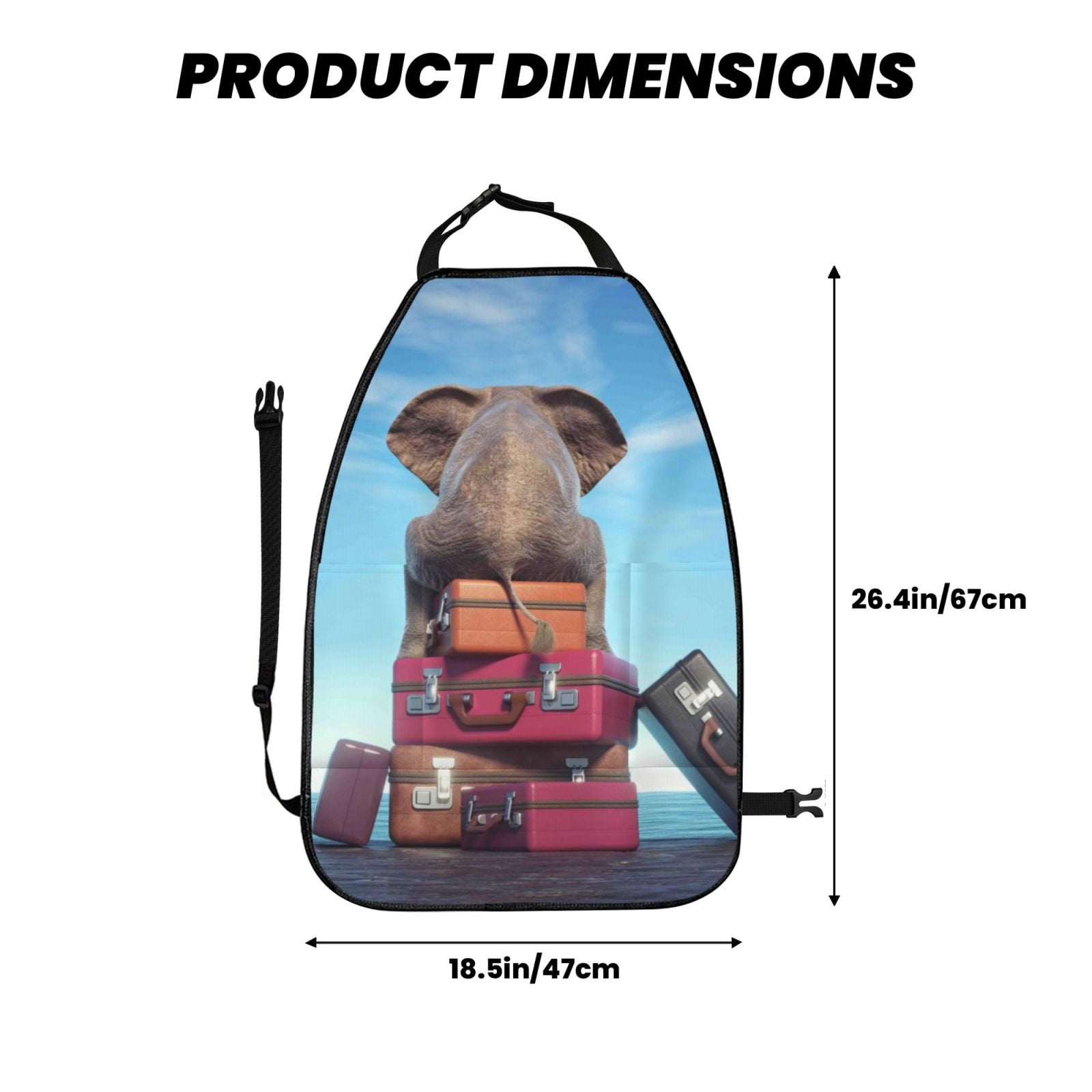 Xecao Elephant Sits Pattern Car Seat Back Protector 2 Pack Large Capacity Pocket, Kick Mats Back Seat Protector