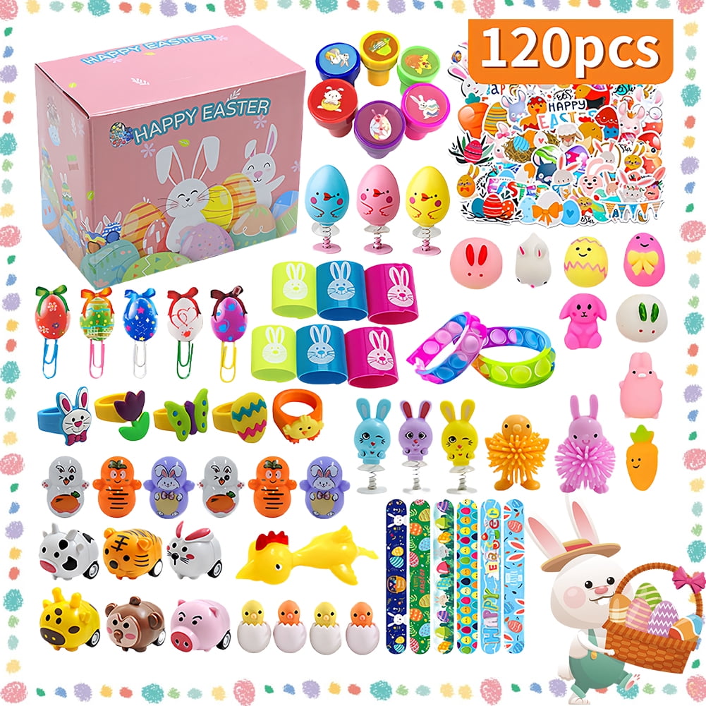 Hersfrd 120 Pcs Basket Stuffers Fillers Easter Eggs for Kids Girls Boys (Style A)