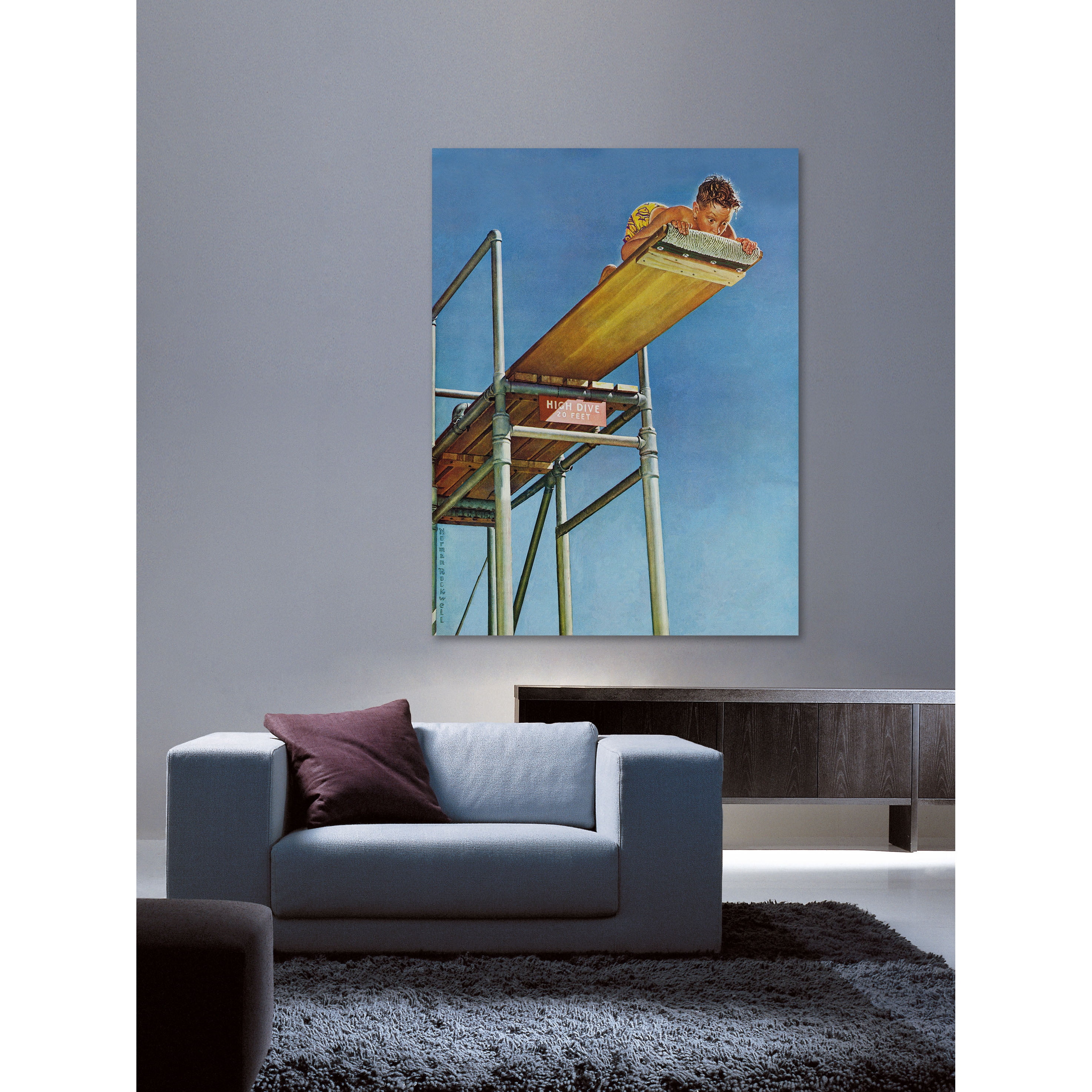 Marmont Hill "Boy on High Dive" by Norman Rockwell Painting Print on Canvas