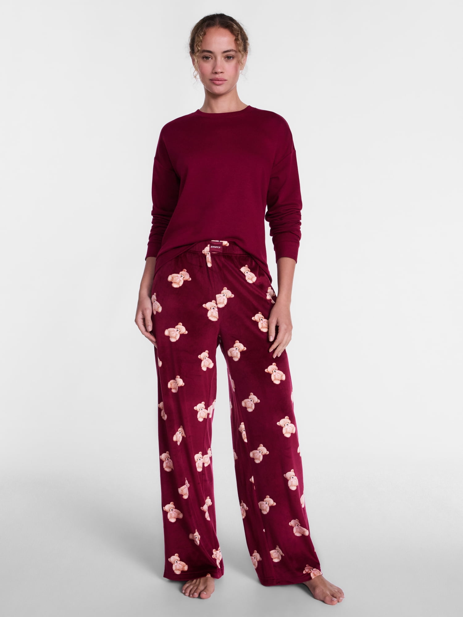 Joyspun Women's Velour Sleep Pants, Sizes XS-3X