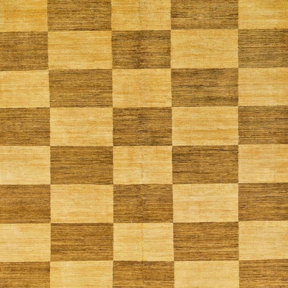 Ahgly Company Indoor Square Abstract Orange Checkered Area Rugs, 5' Square
