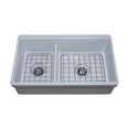 thumbnail image 4 of Tosca Farmhouse Fireclay 33" Double Bowl Kitchen Sink with Grid, Cutting-Board and Strainer in White, 4 of 7